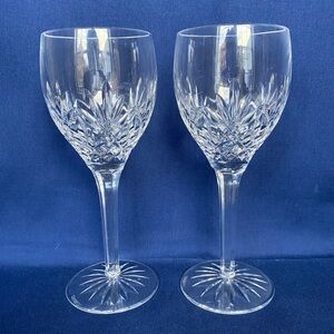 Two (2) RARE Waterford Crystal Huntley Chardonnay Wine Goblets. Retired